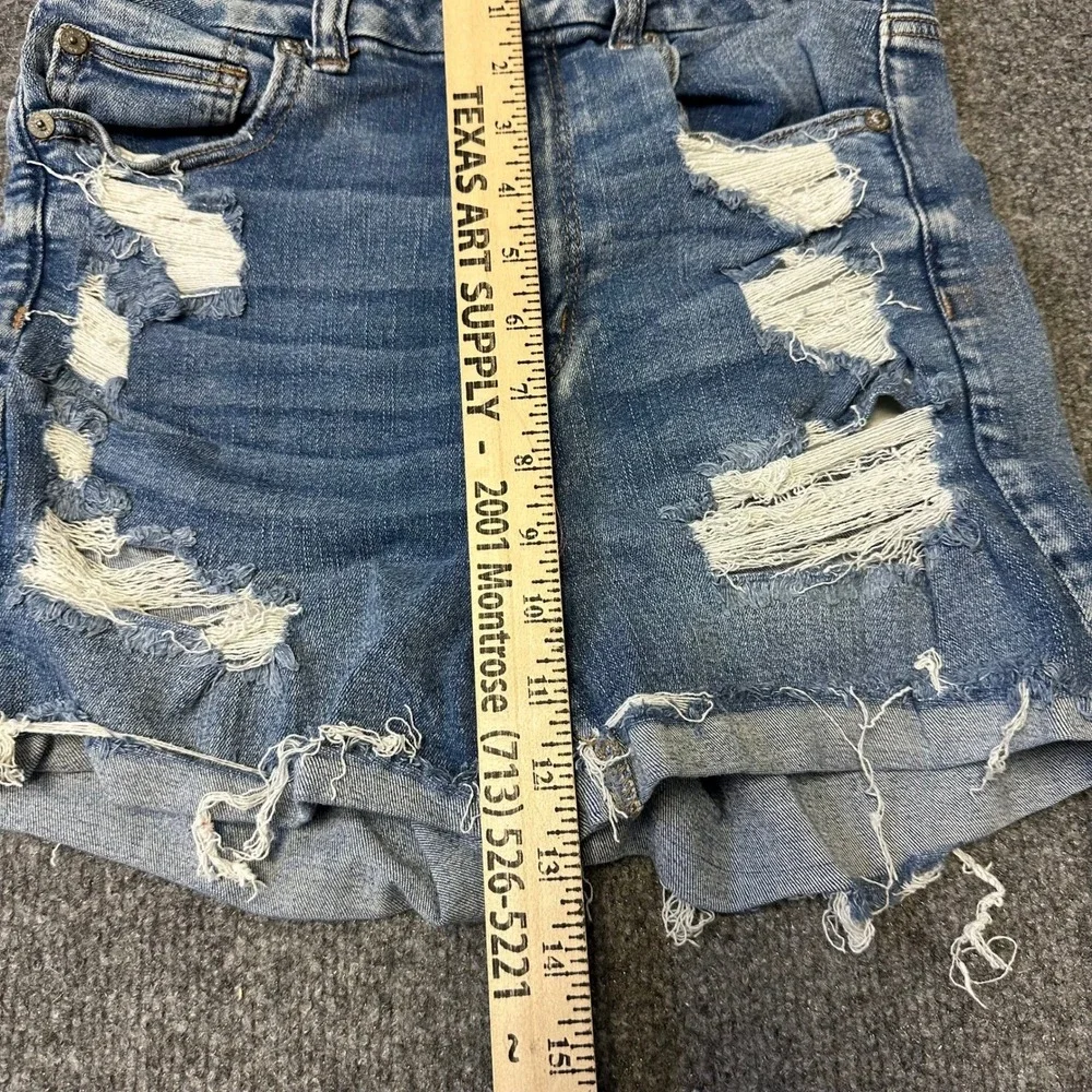 American Eagle Denim Shorts Womens Size 8 Blue Distressed Viscose High Rise